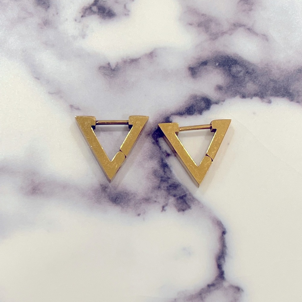 Gold Triangle Hoops - image 1